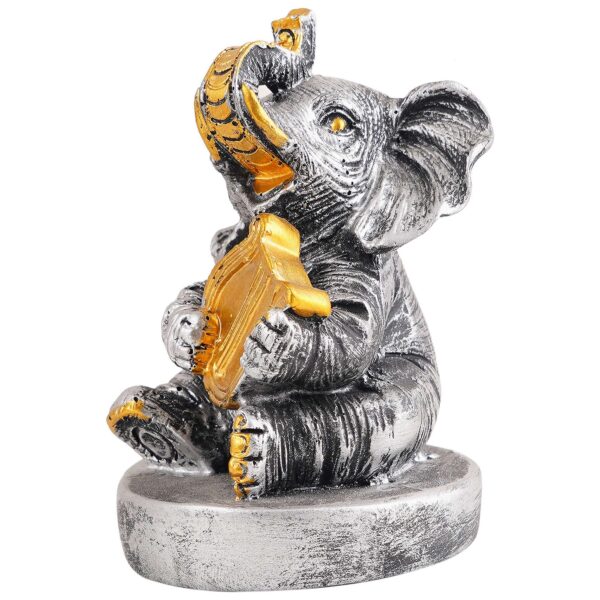 Resin Elephant Playing Musical Instrument Showpiece For Home Dcor Living Room Bedroom Table Top - Image 4