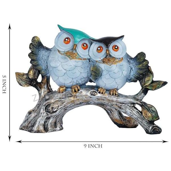 Owl Family Sitting on Tree Decorative Bird Showpieces Statue for Home Decor Living Room Bedroom Wall Shelf Table Top Garden Decoration Items -6 - Image 2