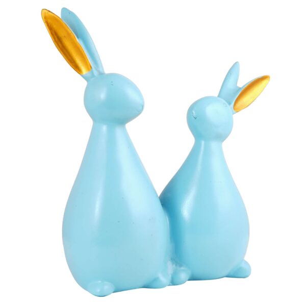 Rabbit Cute Pair Statue for Home Decor Showpiece | Kids Room Decorative Showpiece (Sky Blue) - Image 4