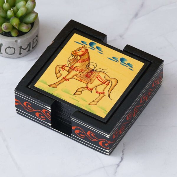 Wooden horse hand painted tea coaster - Image 3